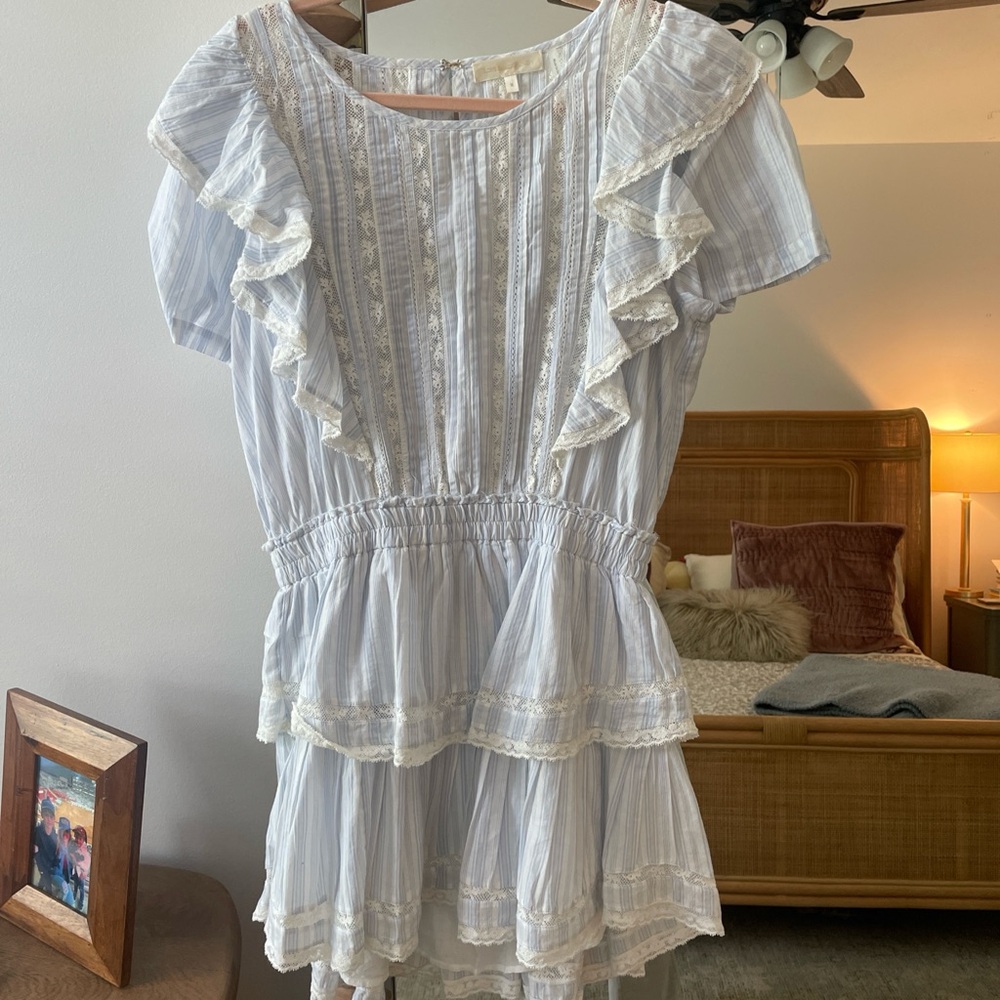 Ruffled Striped Dress with Lace Details